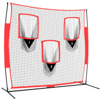 Produktbild för Portabelt baseballnät svart och röd 183x105x183 cm polyester