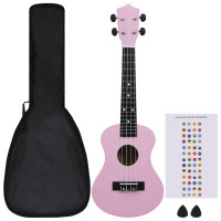 Produktbild för Sopranukulele med väska för barn sopran rosa 23"