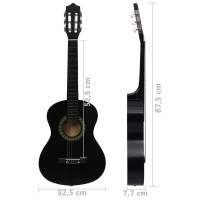Produktbild för Gitarr för nybörjare och barn klassisk svart 1/2 34"