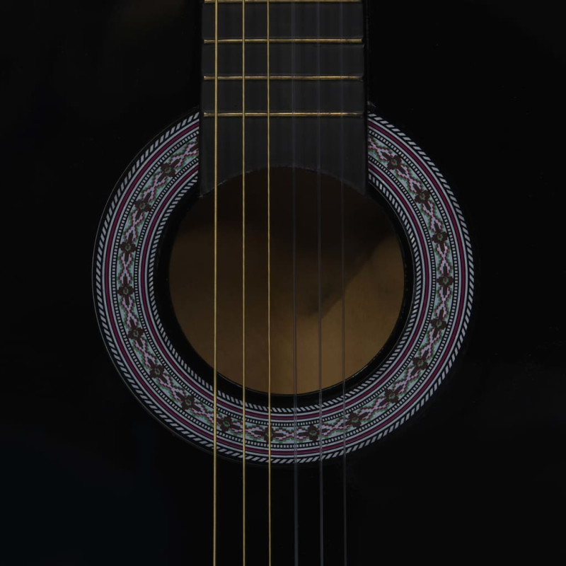 Produktbild för Gitarr för nybörjare 8 delar klassisk svart 3/4 36"