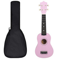 Produktbild för Sopranukulele med väska för barn sopran rosa 21"