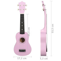 Produktbild för Sopranukulele med väska för barn sopran rosa 21"