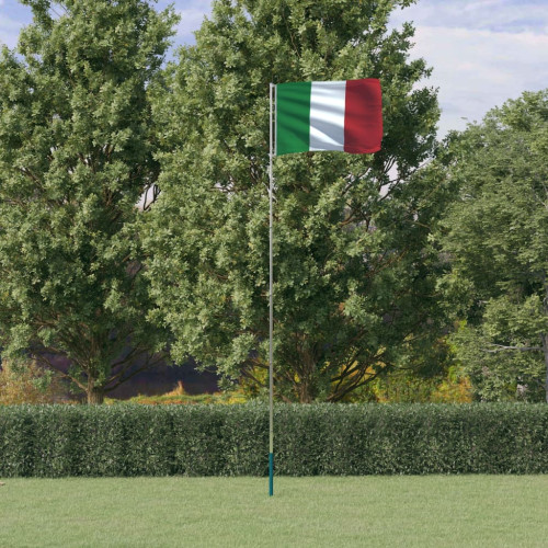 vidaXL Italiens flagga och flaggstång 5,55 m aluminium