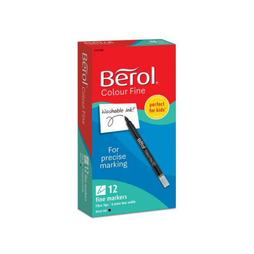 Berol Fiberpenna BEROL Fine svart 12/fp