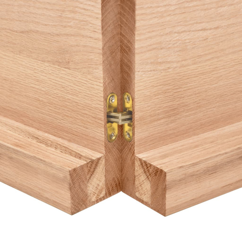 Produktbild för Bänkskiva badrum ljusbrun 200x30x(2-6) cm behandlat massivt trä