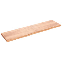 Produktbild för Bänkskiva badrum ljusbrun 200x50x(2-6) cm behandlat massivt trä