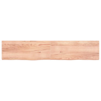 Miniatyr av produktbild för Bänkskiva badrum ljusbrun 200x40x(2-6) cm behandlat massivt trä