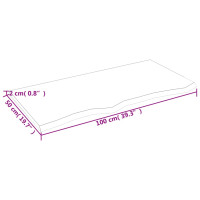 Produktbild för Bänkskiva badrum ljusbrun 100x50x2 cm behandlat massivt trä