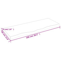 Produktbild för Bänkskiva för badrum 100x40x(2-4) cm obehandlat massivt trä
