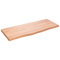 Produktbild för Bänkskiva badrum ljusbrun 100x40x(2-4) cm behandlat massivt trä