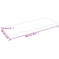 Produktbild för Bänkskiva badrum ljusbrun 100x40x(2-4) cm behandlat massivt trä