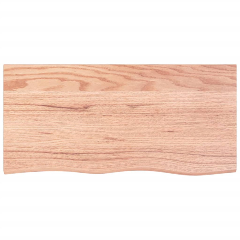 Produktbild för Bänkskiva badrum ljusbrun 100x50x(2-4) cm behandlat massivt trä