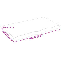 Produktbild för Bänkskiva badrum ljusbrun 100x60x(2-6) cm behandlat massivt trä