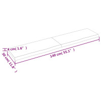 Produktbild för Bänkskiva för badrum 140x30x(2-4) cm obehandlat massivt trä