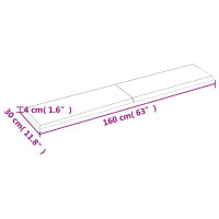 Produktbild för Bänkskiva badrum ljusbrun 160x30x(2-4) cm behandlat massivt trä