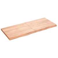 Produktbild för Bänkskiva badrum ljusbrun 120x50x(2-4) cm behandlat massivt trä