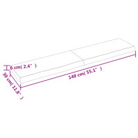 Produktbild för Bänkskiva för badrum 140x30x(2-6) cm obehandlat massivt trä