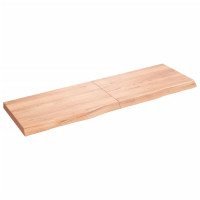 Produktbild för Bänkskiva badrum ljusbrun 160x50x(2-6) cm behandlat massivt trä