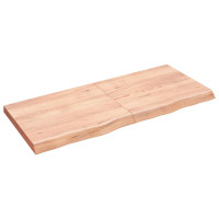 Produktbild för Bänkskiva badrum ljusbrun 140x60x(2-6) cm behandlat massivt trä