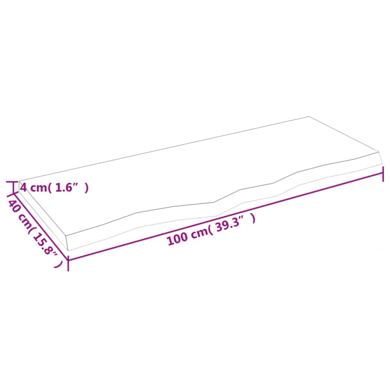 Produktbild för Bordsskiva ljusbrun 100x40x(2-4) cm behandlad massiv ek
