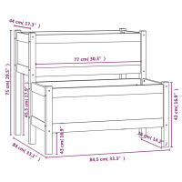 Produktbild för Odlingslåda vit 84,5x84x75 cm massiv furu