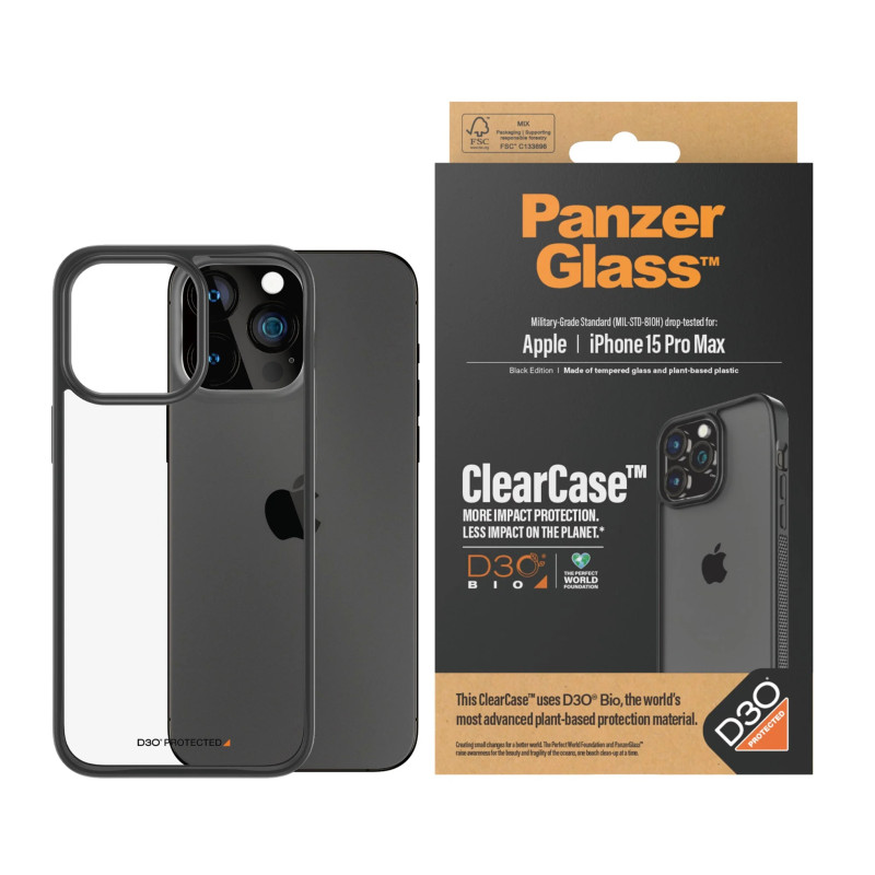 Produktbild för PanzerGlass ClearCase mobiltelefonfodral 17 cm (6.7") Omslag Svart, Transparent