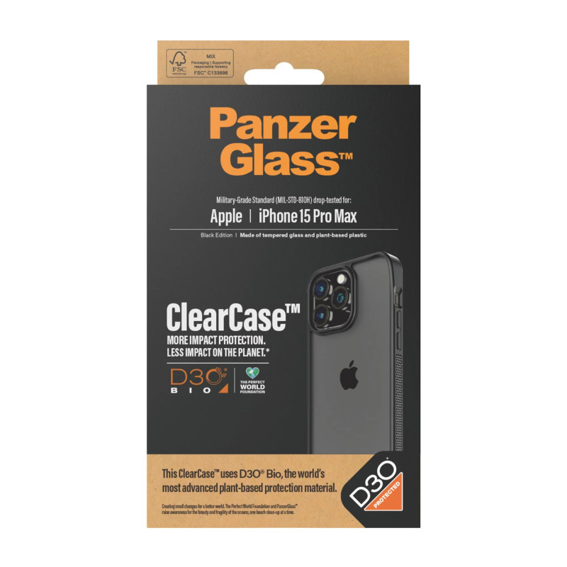 Produktbild för PanzerGlass ClearCase mobiltelefonfodral 17 cm (6.7") Omslag Svart, Transparent