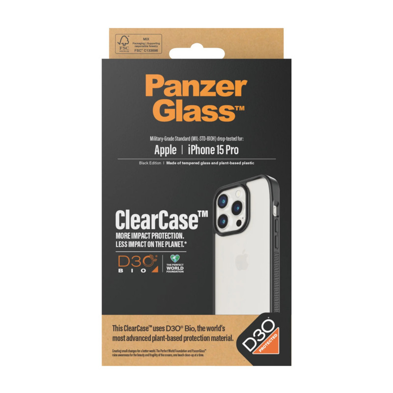 Produktbild för PanzerGlass ClearCase mobiltelefonfodral 15,5 cm (6.1") Omslag Svart, Transparent