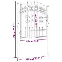 Produktbild för Grind med spjuttopp svart 103x150 cm pulverlackerat stål