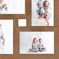 Produktbild för Fotoram för 4x(13x18 cm) bilder ljusbrun MDF