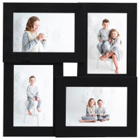 Miniatyr av produktbild för Fotoram för 4x(13x18 cm) bilder svart MDF