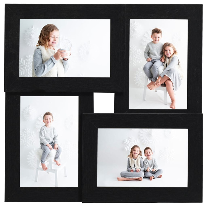 Produktbild för Fotoram för 4x(13x18 cm) bilder svart MDF