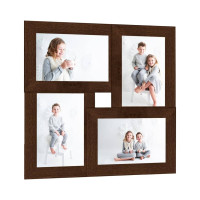 Produktbild för Fotoram för 4x(10x15 cm) bilder mörkbrun MDF