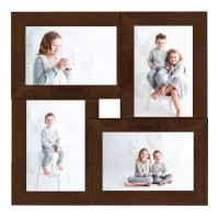 Produktbild för Fotoram för 4x(10x15 cm) bilder mörkbrun MDF