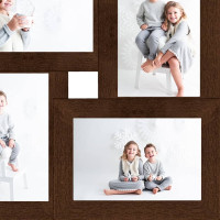 Produktbild för Fotoram för 4x(10x15 cm) bilder mörkbrun MDF