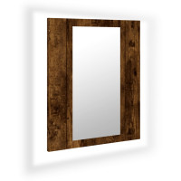 Miniatyr av produktbild för Spegelskåp för badrum LED rökig ek 40x12x45 cm konstruerat trä