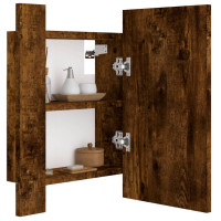 Produktbild för Spegelskåp för badrum LED rökig ek 40x12x45 cm konstruerat trä