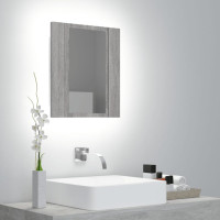 Produktbild för Spegelskåp för badrum LED grå sonoma 40x12x45cm konstruerat trä