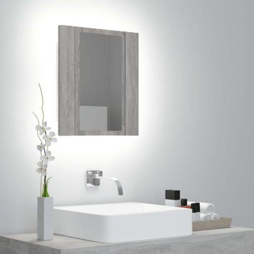 vidaXL Spegelskåp för badrum LED grå sonoma 40x12x45cm konstruerat trä