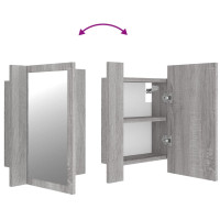Miniatyr av produktbild för Spegelskåp för badrum LED grå sonoma 40x12x45cm konstruerat trä