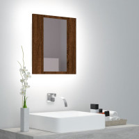 Miniatyr av produktbild för Spegelskåp för badrum LED brun ek 40x12x45 cm konstruerat trä