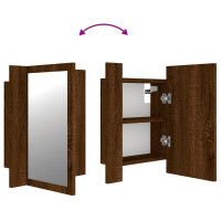 Miniatyr av produktbild för Spegelskåp för badrum LED brun ek 40x12x45 cm konstruerat trä