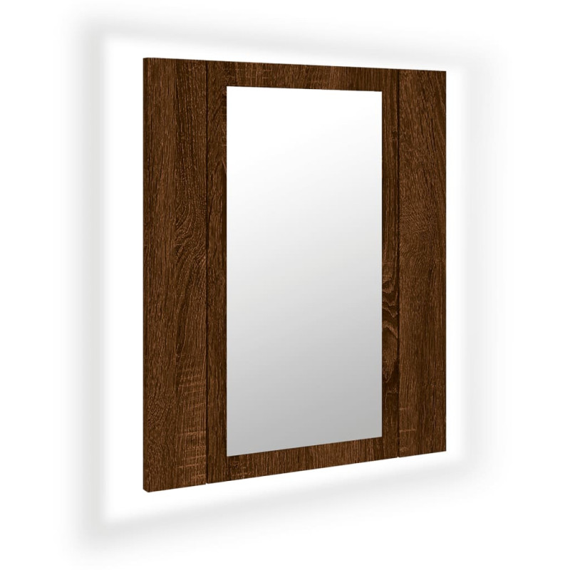 Produktbild för Spegelskåp för badrum LED brun ek 40x12x45 cm konstruerat trä
