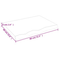 Produktbild för Bordsskiva ljusbrun 80x60x(2-6) cm behandlad massiv ek