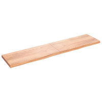 Produktbild för Bordsskiva ljusbrun 220x50x(2-6) cm behandlad massiv ek