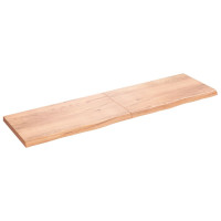 Produktbild för Bordsskiva ljusbrun 220x60x(2-6) cm behandlad massiv ek