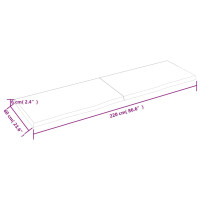 Produktbild för Bordsskiva ljusbrun 220x60x(2-6) cm behandlad massiv ek