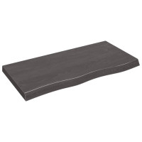 Produktbild för Bordsskiva mörkbrun 100x50x(2-6) cm behandlad massiv ek