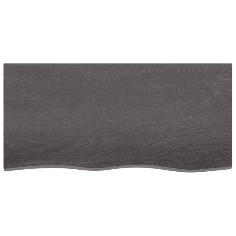 Produktbild för Bordsskiva mörkbrun 100x50x(2-4) cm behandlad massiv ek