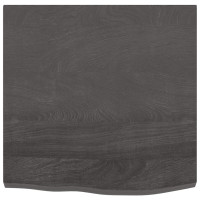 Produktbild för Bordsskiva mörkbrun 60x60x(2-4) cm behandlad massiv ek